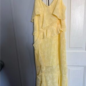 Elegant Yellow Ruffle Dress